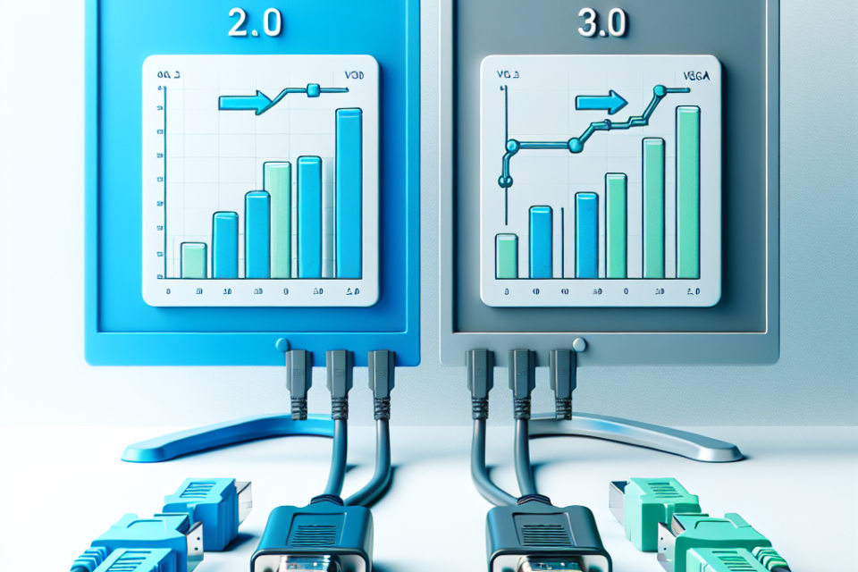 "Comparison of USB 2.0 and USB 3.0 to VGA adapters showcasing performance differences for better connectivity."